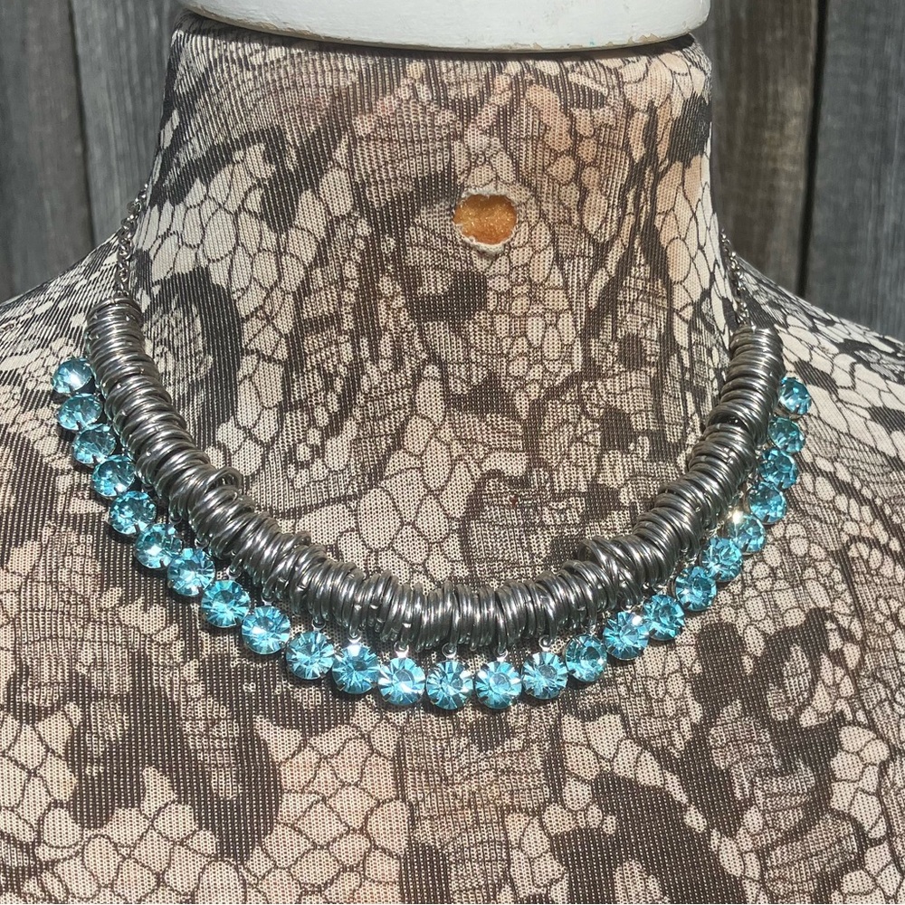 Chunky-monkey sparkly blue choker necklace